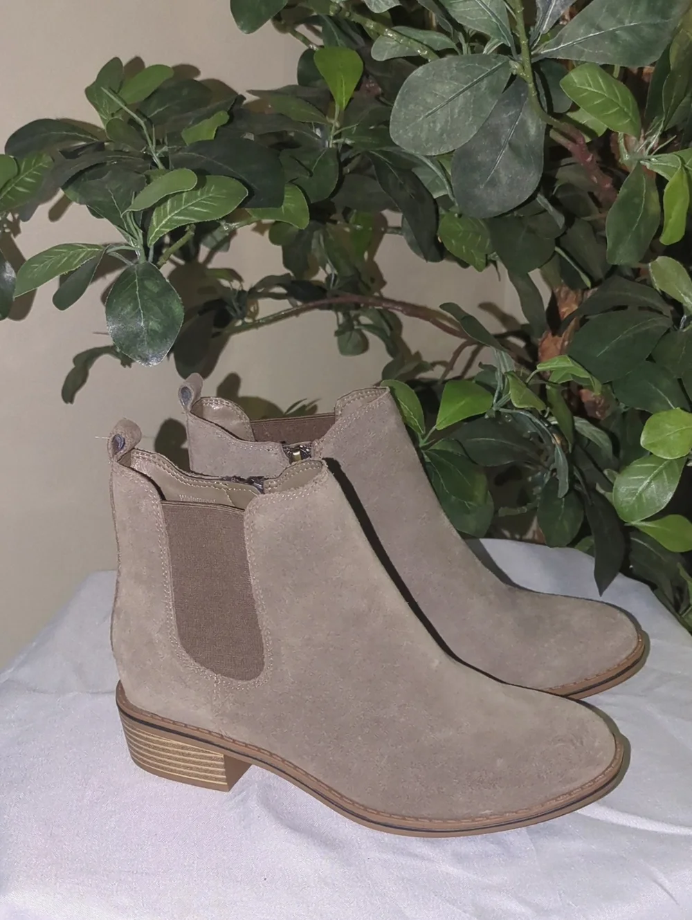 Aqua College Women's Taupe Suede Waterproof Ankle Boots NWT